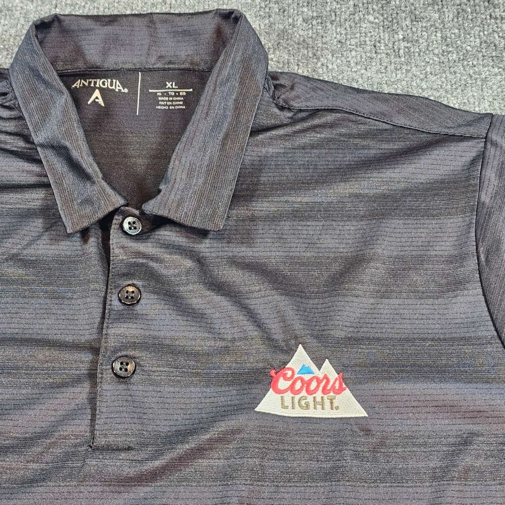 Coors Light Antigua Mens XL Gray Polo Logo Short Sleeve Golf Performance Barwear